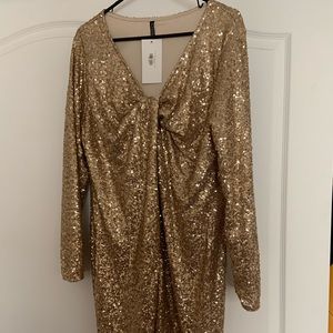 Sequin Gold Plus Size Dress